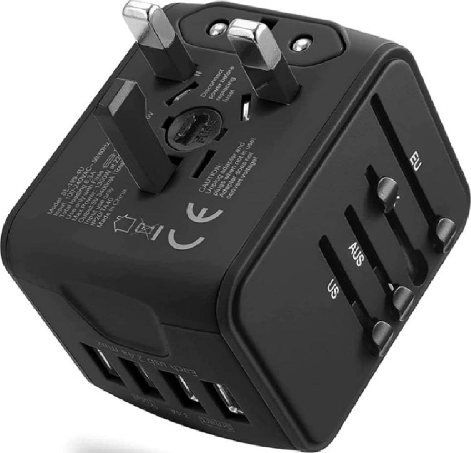 Adaptor priza international, cu 3 porturi USB + USB-C, adaptoar pentru Europa / Marea Britanie / SUA / AU - imagine 12
